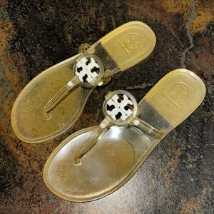 Tory Burch Clear/White Logo Mini Miller Sandals Slides Shoes 7